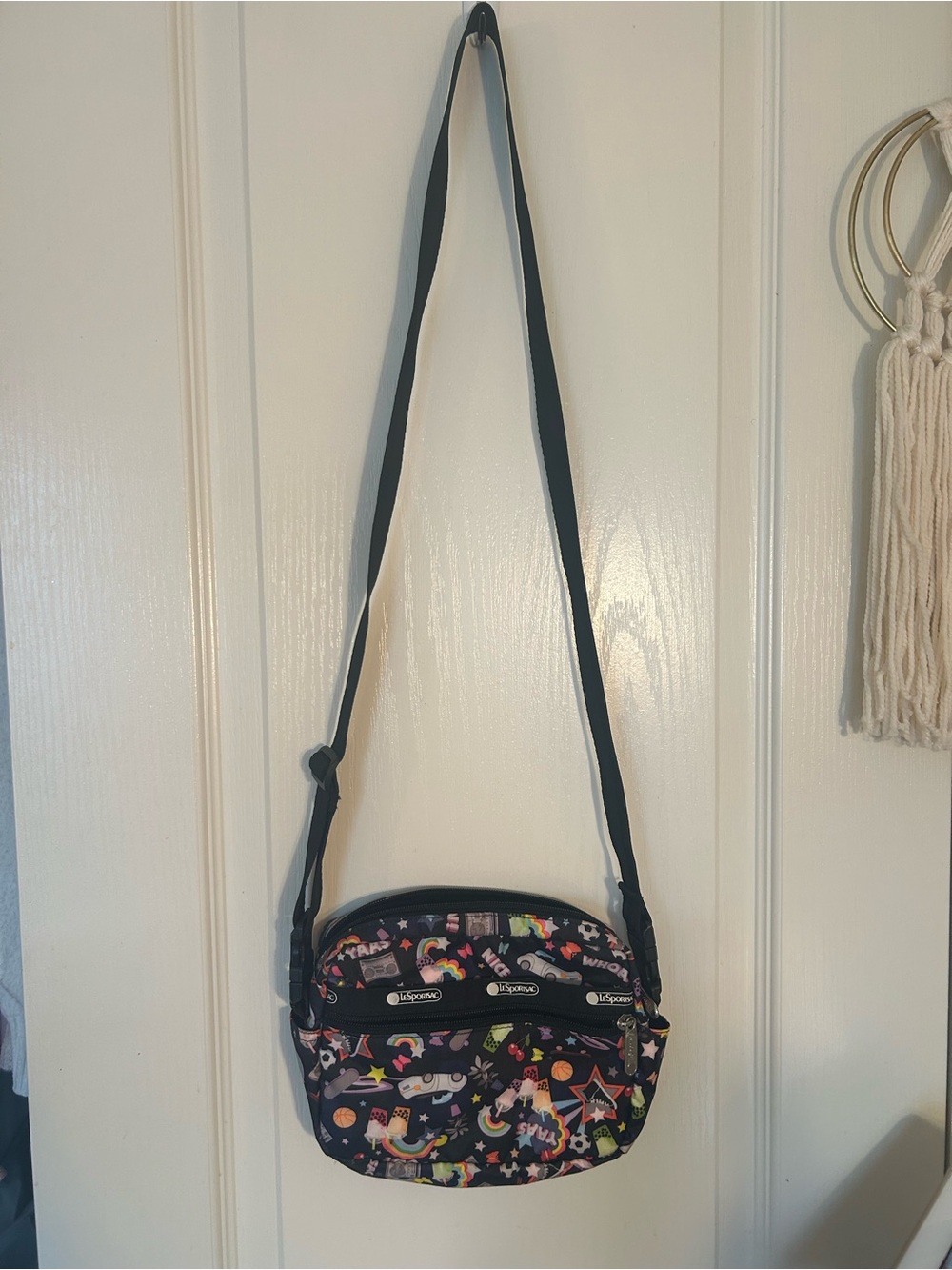 New LeSportSac Small Black Patterned Crossbody Bag